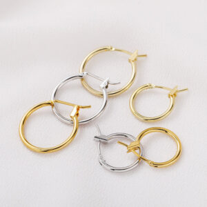 14 K18K Gold-plated Color Retention Round Ring Earrings - Simply Jewel